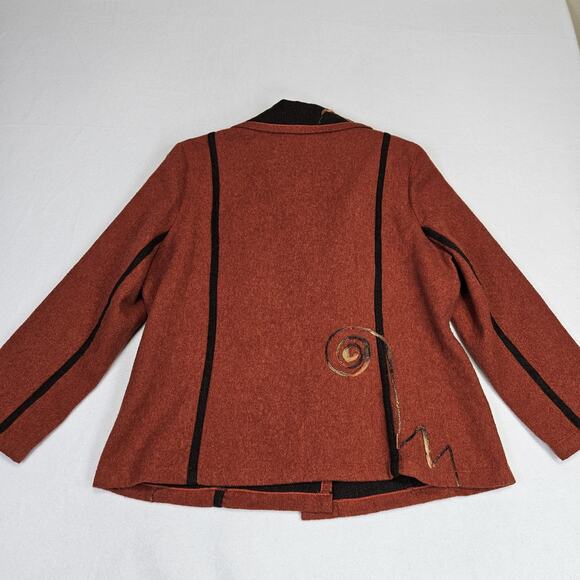 VTG Womens M Blazer Wool Jacket 80s Canvasbacks Abstract Art To Wear Lagenlook - Picture 3 of 16